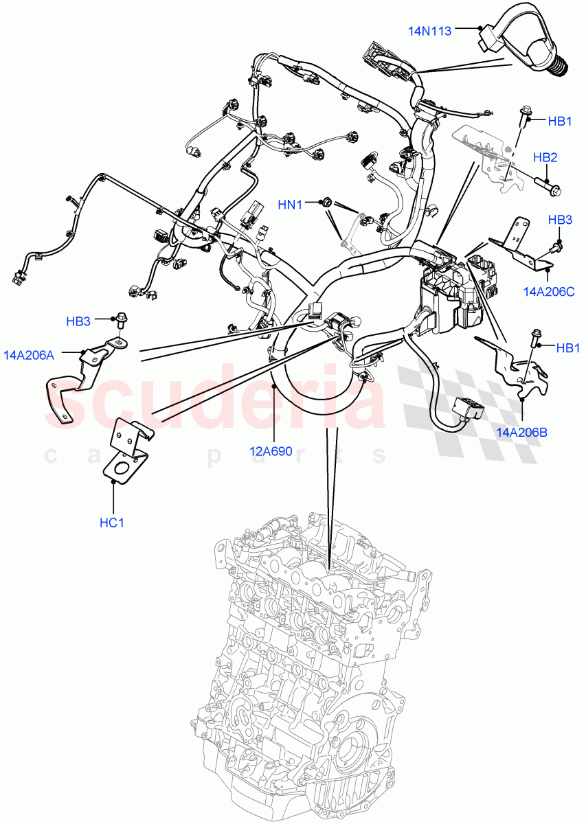 Electrical Wiring - Engine And Dash (Engine) (2.2L CR DI 16V Diesel, Halewood (UK)) of Land Rover Land Rover Range Rover Evoque (2012-2018) [2.2 Single Turbo Diesel]