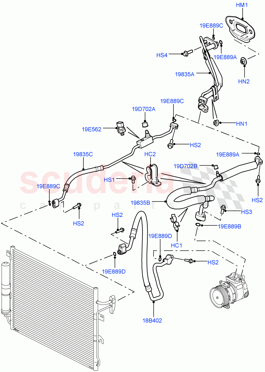 Air Conditioning System ((V) TO9A999999) of Land Rover Land Rover Range Rover Sport (2005-2009) [4.2 Petrol V8 Supercharged]