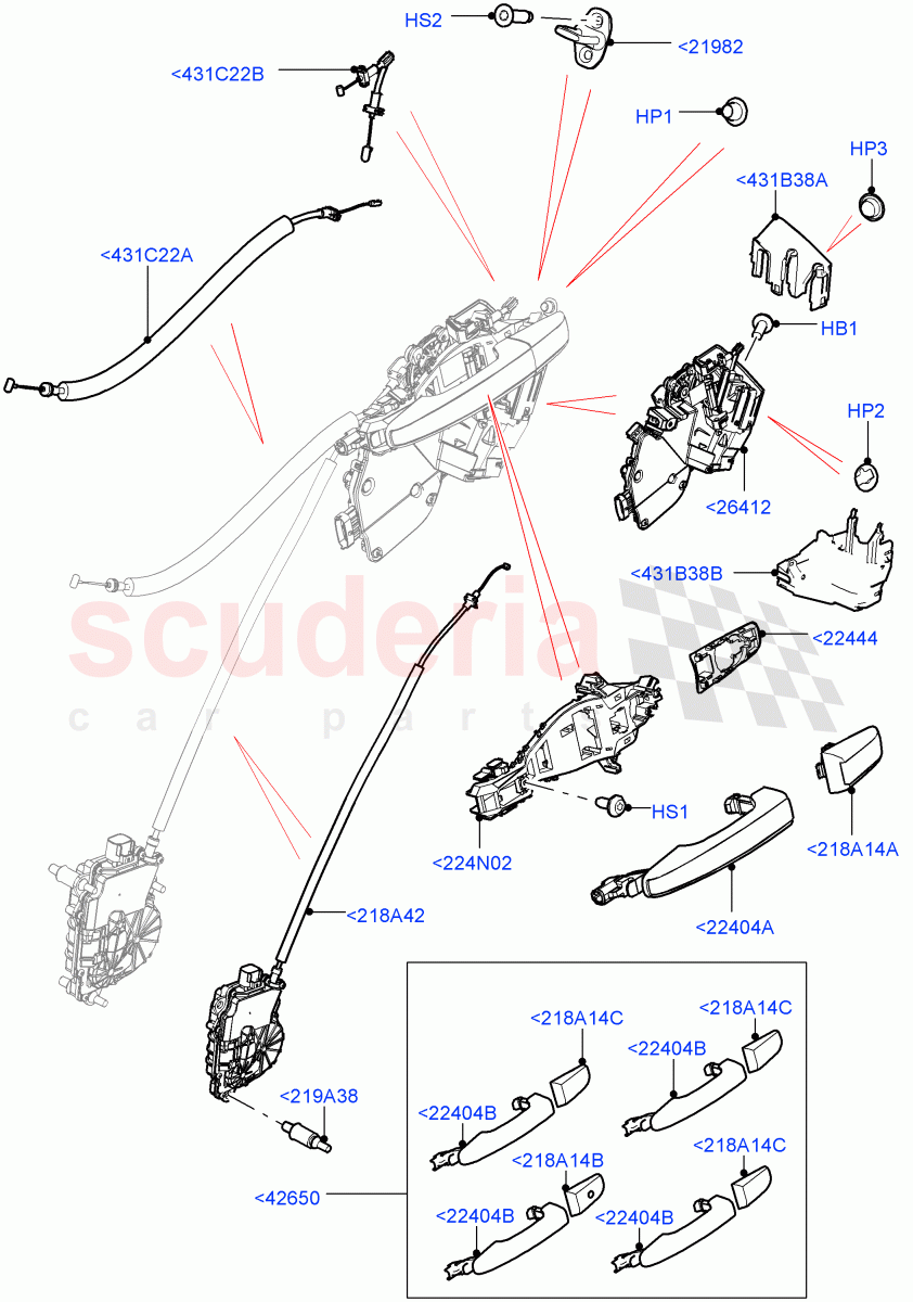 Rear Door Lock Controls ((V) TOHA999999) of Land Rover Land Rover Range Rover (2012-2021) [2.0 Turbo Petrol GTDI]