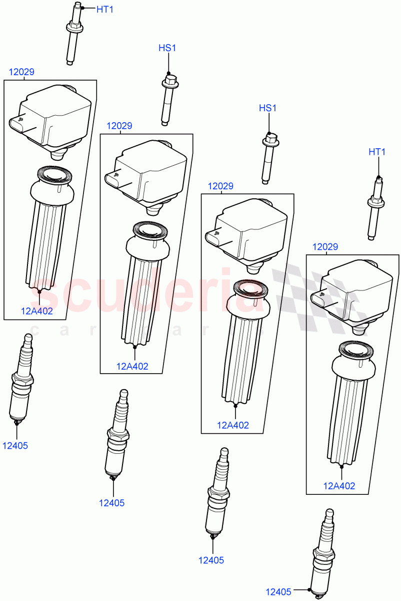 Ignition Coil And Wires/Spark Plugs (2.0L 16V TIVCT T/C 240PS Petrol) of Land Rover Land Rover Range Rover Sport (2014+) [2.0 Turbo Petrol GTDI]