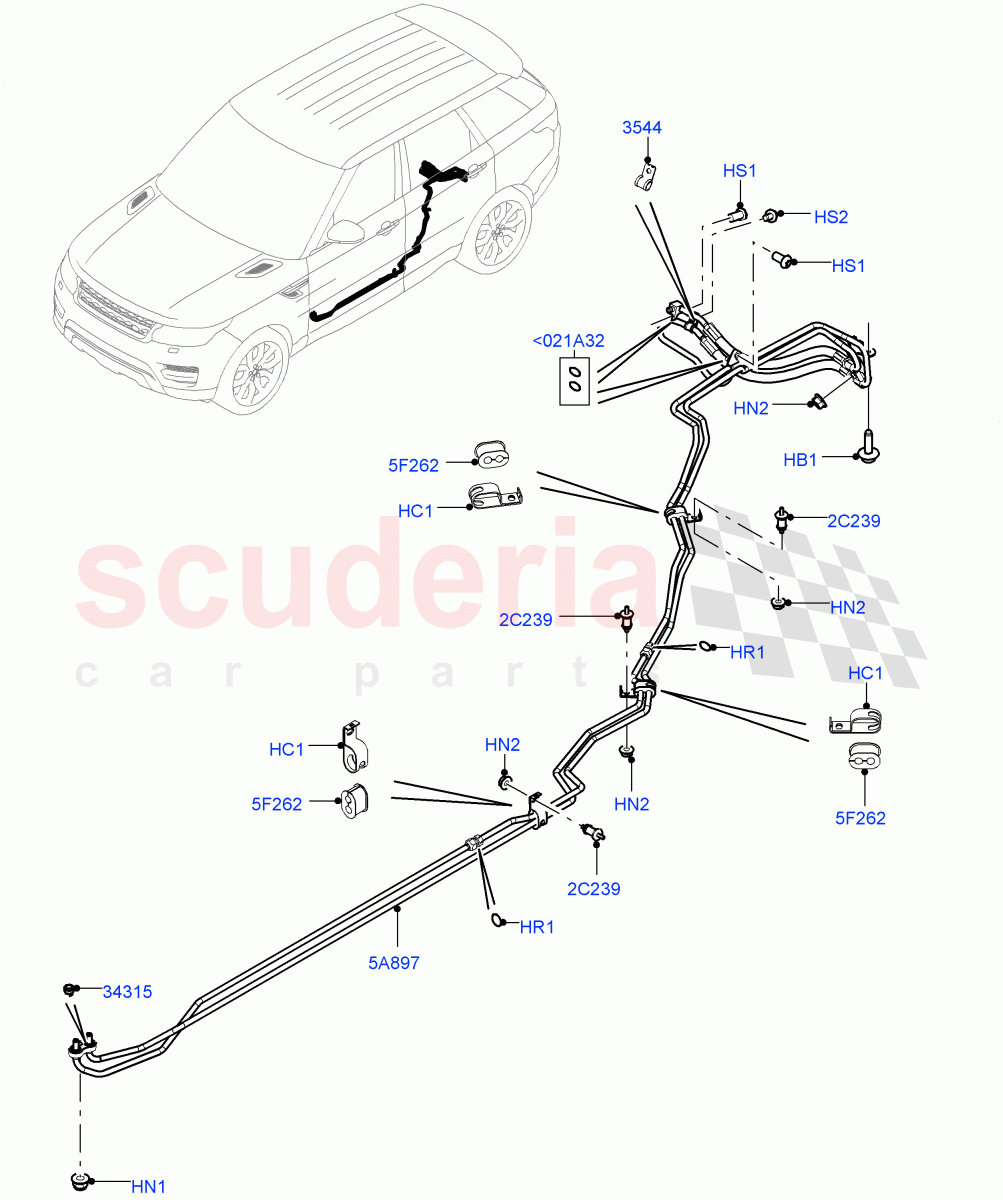 Active Anti-Roll Bar System (ARC Pipes, Rear) (Sport Suspension w/ARC, Electronic Air Suspension With ACE) ((V) FROMKA000001) of Land Rover Land Rover Range Rover Sport (2014+) [2.0 Turbo Diesel]