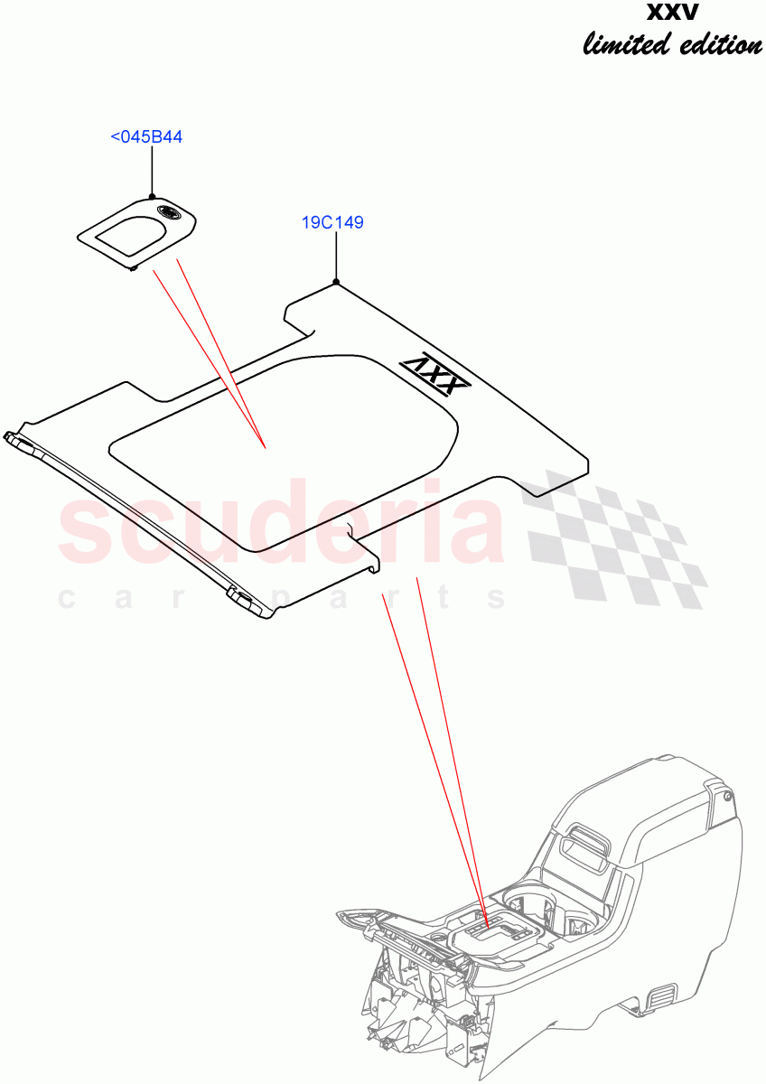 Console - Floor (External Components) (XXV Anniversary LE) ((V) FROMEA000001) of Land Rover Land Rover Discovery 4 (2010-2016) [5.0 OHC SGDI NA V8 Petrol]