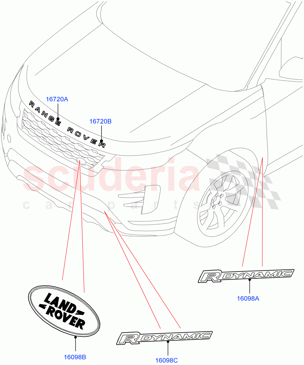 Name Plates (Front Section) (Itatiaia (Brazil)) of Land Rover Land Rover Range Rover Evoque (2019+) [2.0 Turbo Diesel AJ21D4]