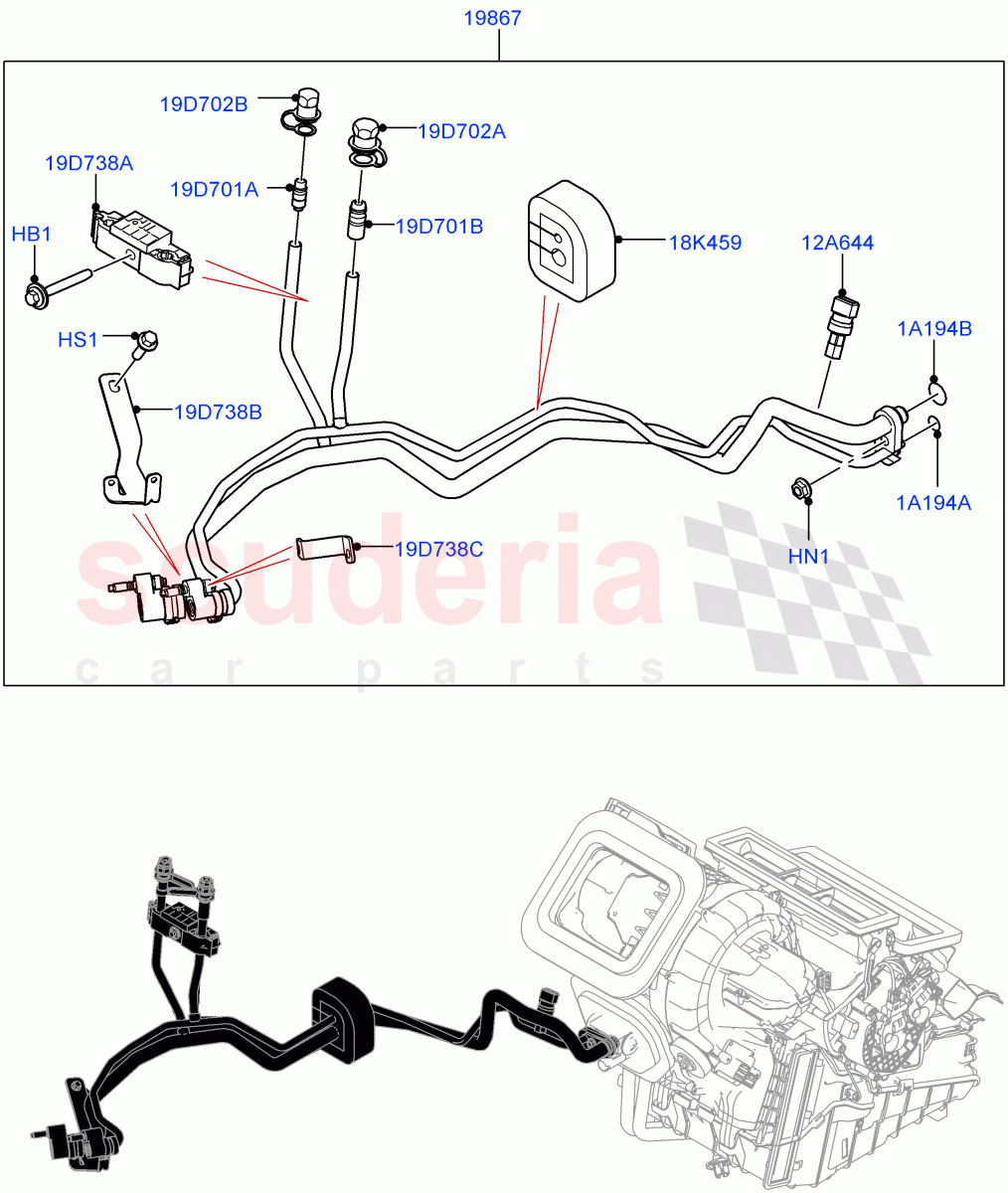Air Conditioning System (Halewood (UK), Less Chiller Unit, Air Conditioning Refrigerant-R134A, Less Electric Engine Battery, Electric Engine Battery-MHEV) ((V) FROMMH000001) of Land Rover Land Rover Discovery Sport (2015+) [2.0 Turbo Petrol AJ200P]
