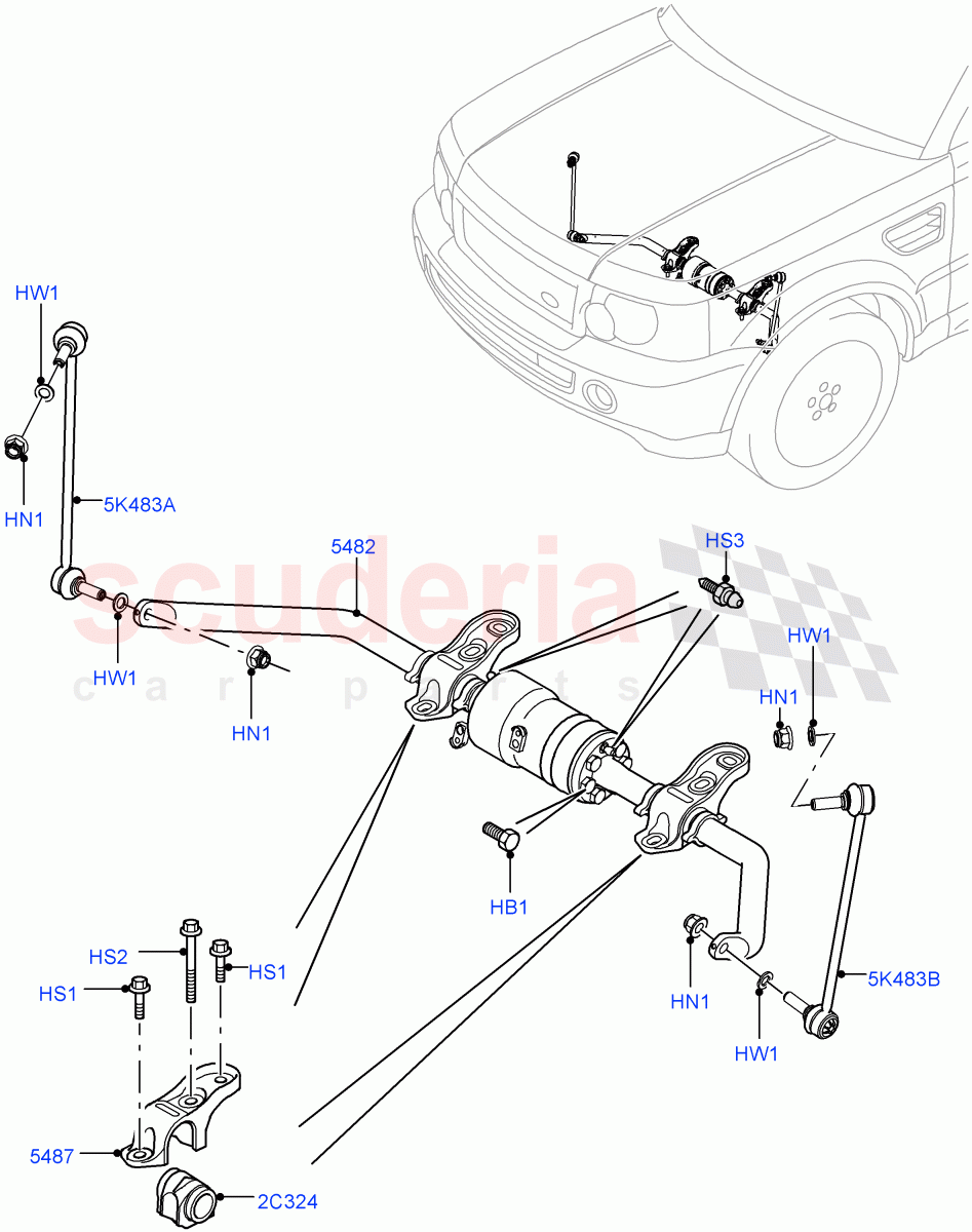 Active Anti-Roll Bar System (Stabilizer Bar, Front) (With Roll Stability Control, With ACE Suspension) ((V) FROMAA000001) of Land Rover Land Rover Range Rover Sport (2010-2013) [3.0 Diesel 24V DOHC TC]