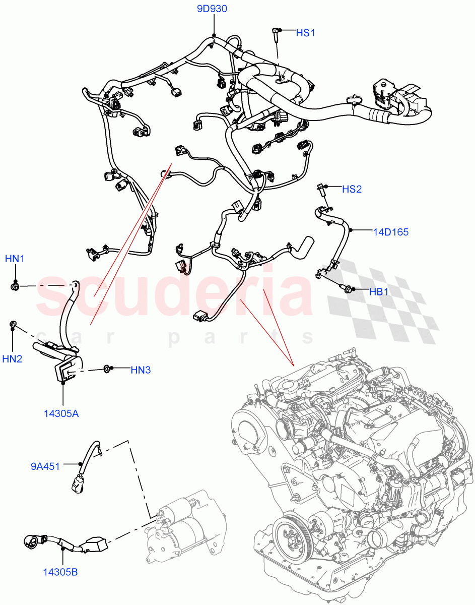 Engine Harness (3.0 V6 Diesel) of Land Rover Land Rover Range Rover Velar (2017+) [2.0 Turbo Diesel AJ21D4]