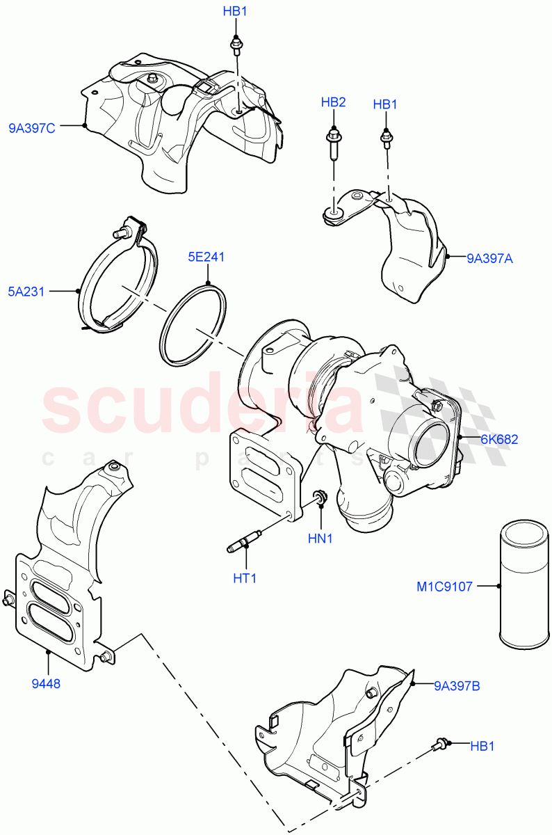 Turbocharger (2.0L I4 High DOHC AJ200 Petrol, Changsu (China), 2.0L I4 Mid DOHC AJ200 Petrol) of Land Rover Land Rover Discovery Sport (2015+) [2.0 Turbo Petrol AJ200P]