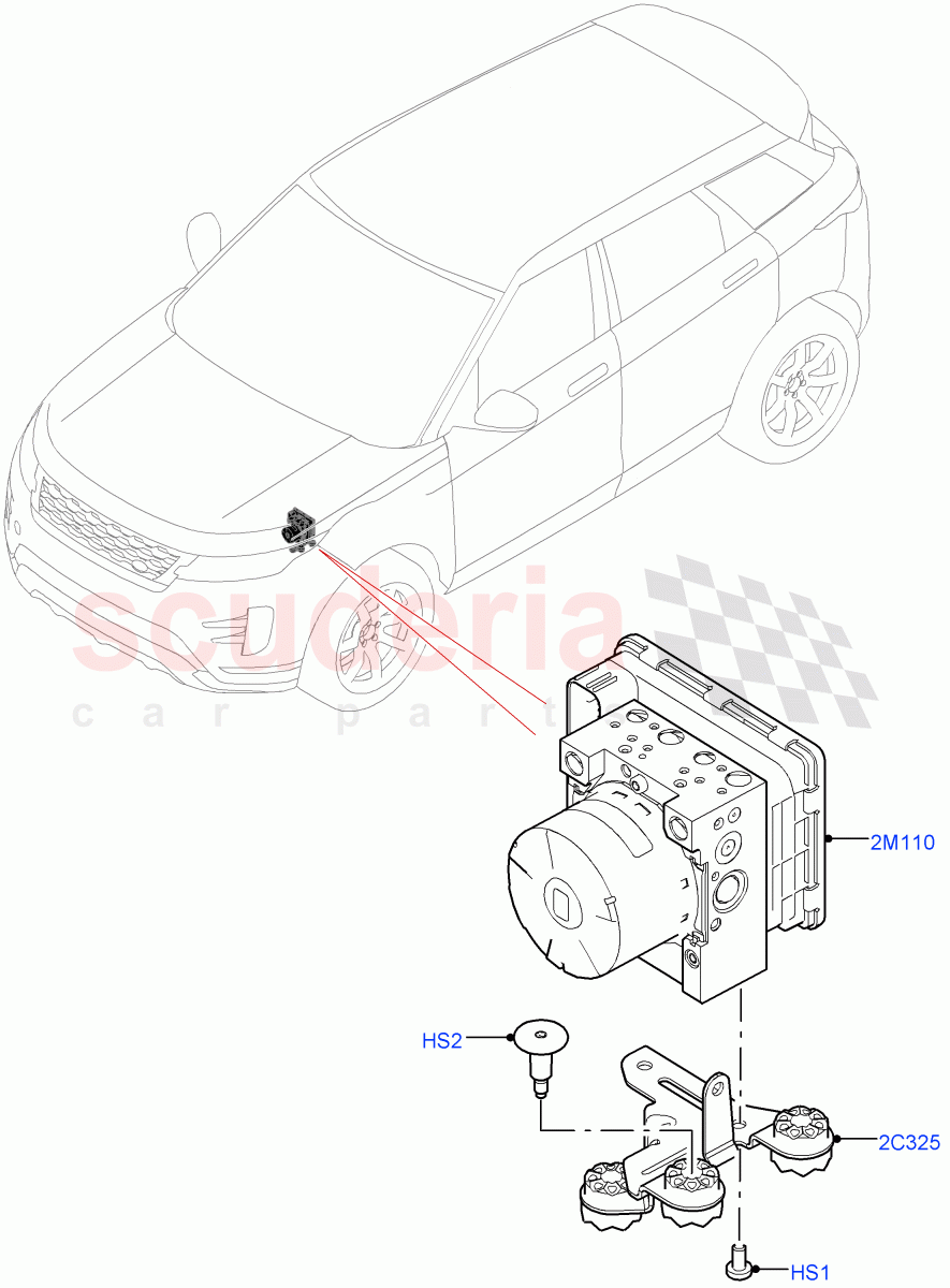 Anti-Lock Braking System (ABS Modulator) (Halewood (UK), Less Electric Engine Battery, Electric Engine Battery-MHEV) ((V) TOLH999999) of Land Rover Land Rover Range Rover Evoque (2019+) [2.0 Turbo Diesel]
