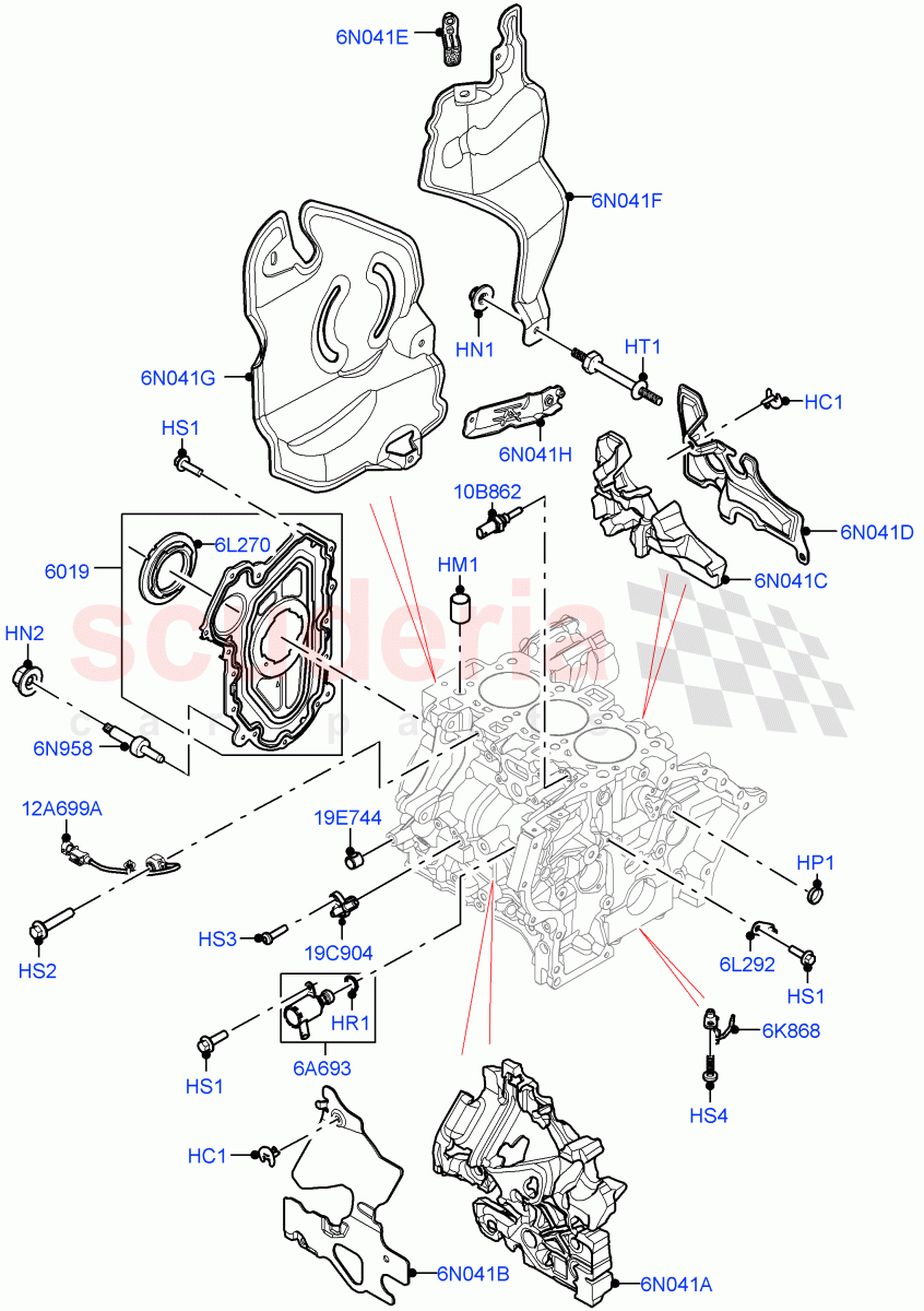 Cylinder Block And Plugs (1.5L AJ20P3 Petrol High, Changsu (China)) of Land Rover Land Rover Range Rover Evoque (2019+) [1.5 I3 Turbo Petrol AJ20P3]