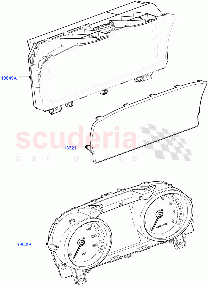 Instrument Cluster (Solihull Plant Build) ((V) FROMJA000001) of Land Rover Land Rover Discovery 5 (2017+) [2.0 Turbo Petrol AJ200P]