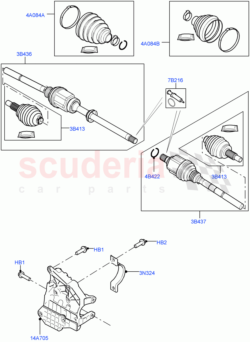 Drive Shaft - Front Axle Drive (6 Speed Manual Trans BG6, Halewood (UK), 9 Speed Auto Trans 9HP50) ((V) FROMLH000001) of Land Rover Land Rover Discovery Sport (2015+) [2.0 Turbo Diesel]