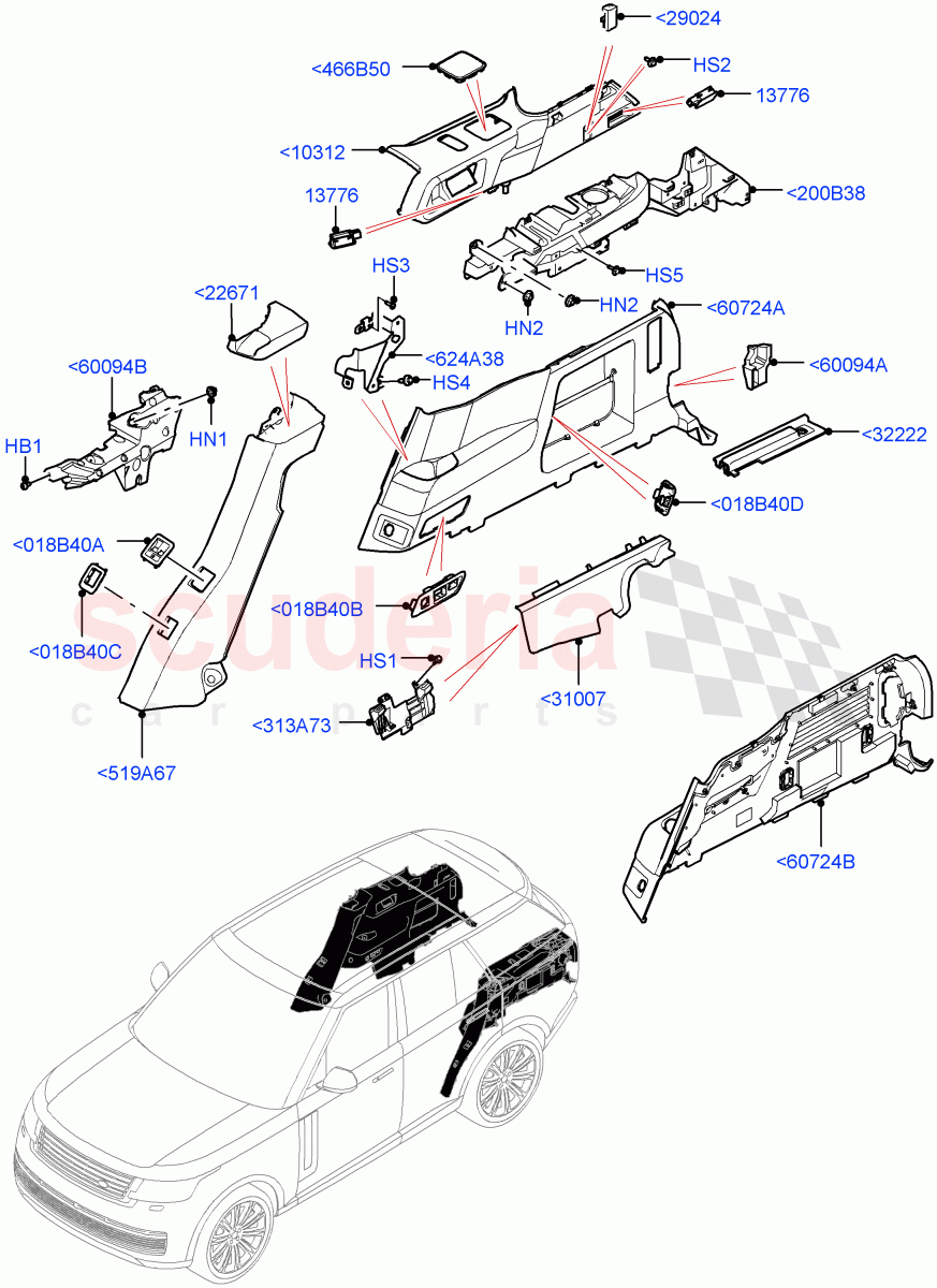 Side Trim (Luggage Compartment) (With Third Row Power Folding Seat) of Land Rover Land Rover Range Rover (2022+) [4.4 V8 Turbo Petrol NC10]