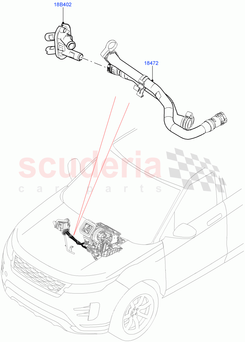 Auxiliary Heater Hoses (Halewood (UK), With Fuel Fired Heater, Fuel Heater W/Pk Heat With Remote, Fuel Fired Heater With Park Heat) ((V) TOLH999999) of Land Rover Land Rover Range Rover Evoque (2019+) [2.0 Turbo Petrol AJ200P]