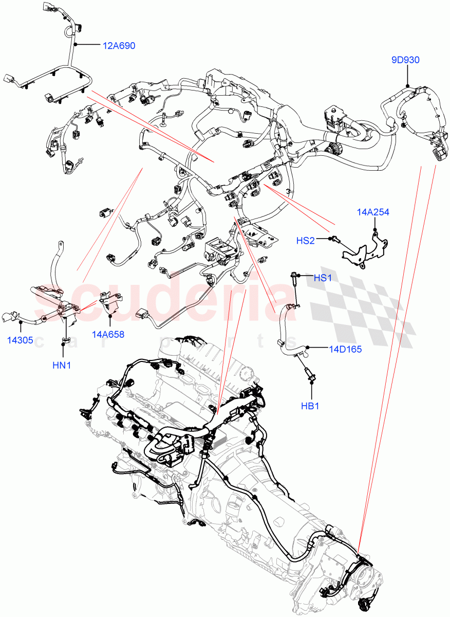 Engine Harness (3.0L DOHC GDI SC V6 PETROL, 5.0L P AJ133 DOHC CDA S/C Enhanced) of Land Rover Land Rover Range Rover Velar (2017+) [2.0 Turbo Petrol AJ200P]