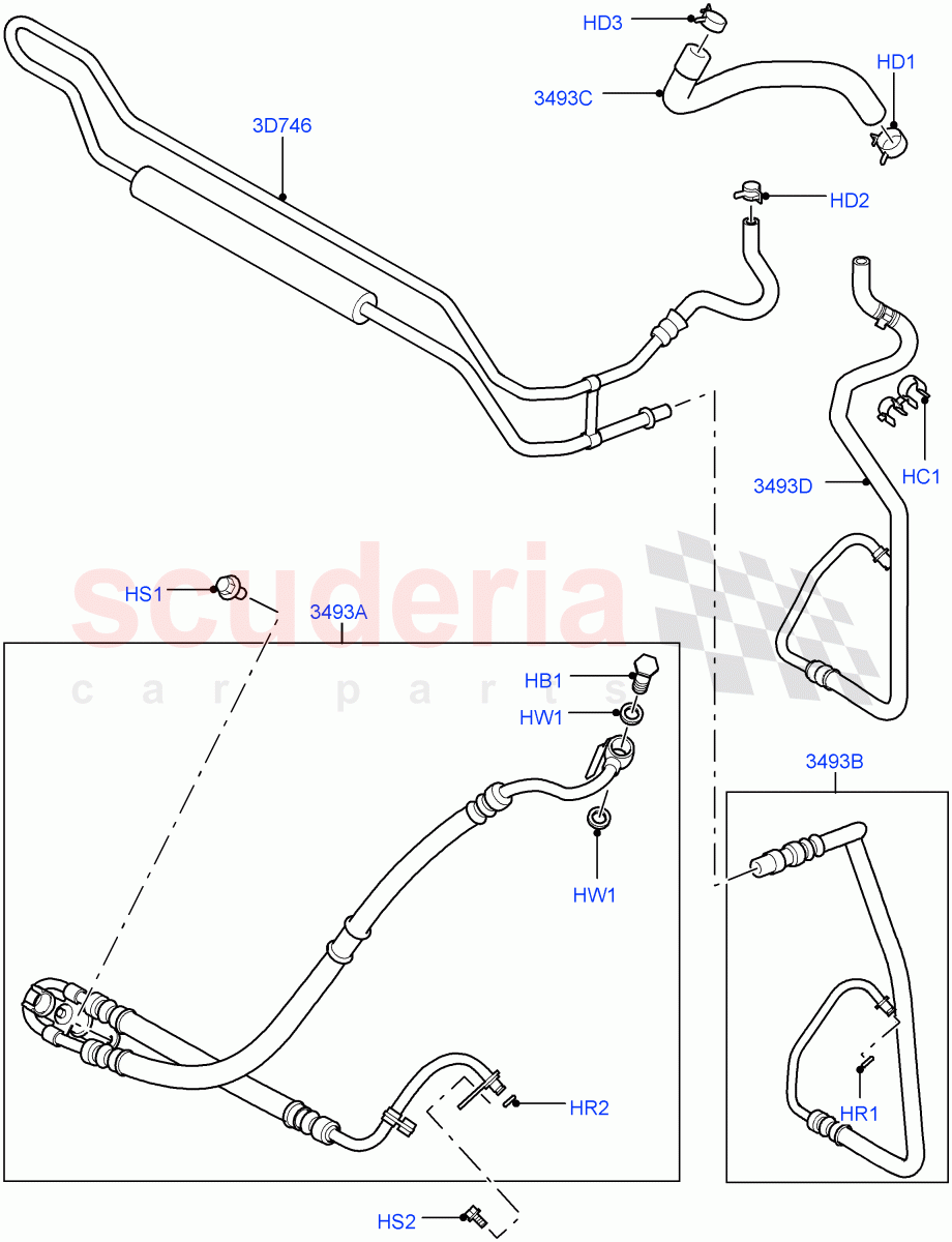 Supply & Return Hoses - Power Strg (Lion Diesel 2.7 V6 (140KW)) ((V) TO9A999999) of Land Rover Land Rover Range Rover Sport (2005-2009) [4.4 AJ Petrol V8]