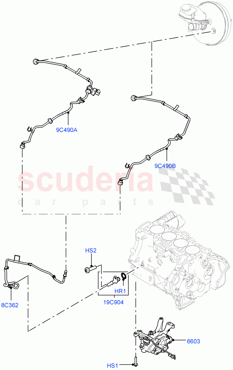 Vacuum Control And Air Injection (2.0L I4 High DOHC AJ200 Petrol, RHD, 2.0L I4 Mid DOHC AJ200 Petrol) ((V) FROMJH000001) of Land Rover Land Rover Range Rover Evoque (2012-2018) [2.0 Turbo Petrol AJ200P]