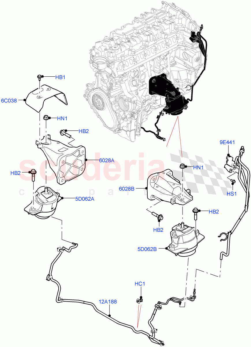 Engine Mounting (3.0L AJ20D6 Diesel High) ((V) FROMMA000001) of Land Rover Land Rover Range Rover Velar (2017+) [2.0 Turbo Petrol AJ200P]