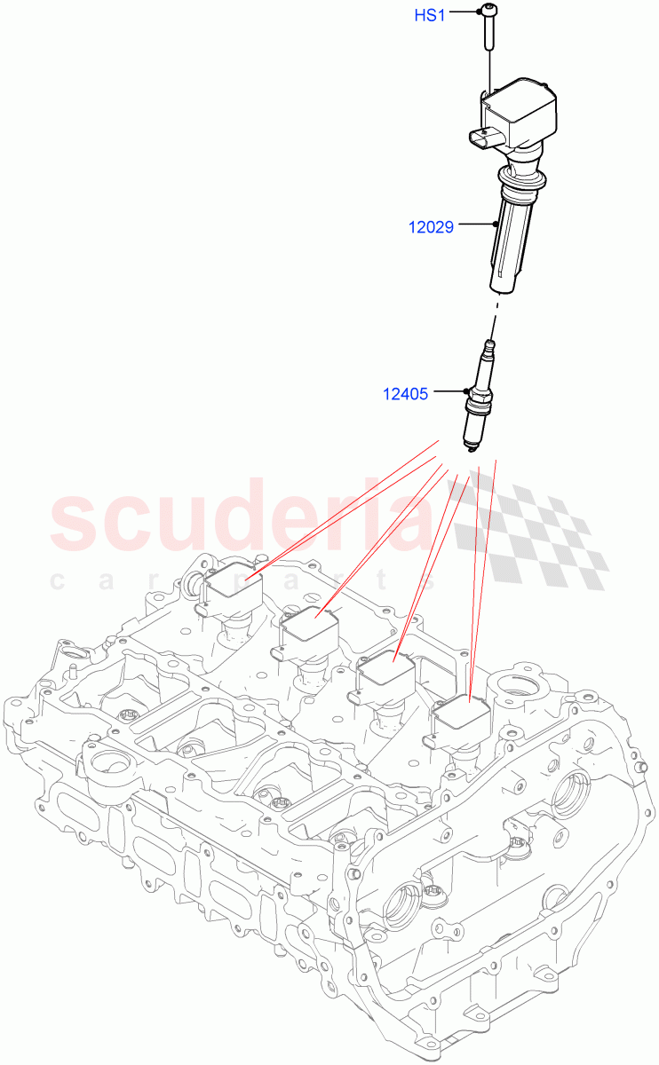 Ignition Coil And Wires/Spark Plugs (2.0L AJ20P4 Petrol E100 PTA, Itatiaia (Brazil)) ((V) FROMLT000001) of Land Rover Land Rover Discovery Sport (2015+) [2.0 Turbo Petrol AJ200P]