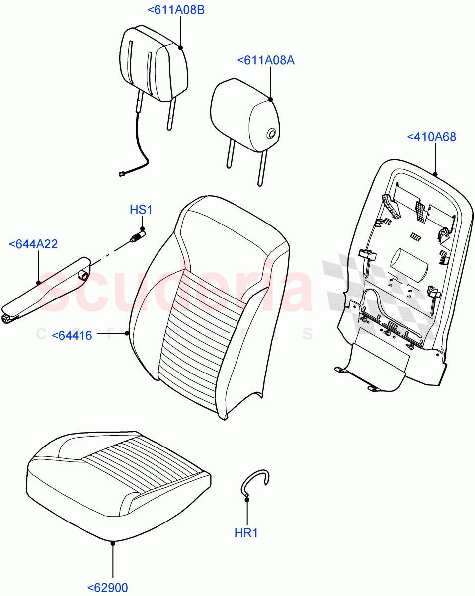 Front Seat Covers (Solihull Plant Build) (Version - Commercial, With 2 Seat Configuration) ((V) FROMJA000001) of Land Rover Land Rover Discovery 5 (2017+) [3.0 I6 Turbo Diesel AJ20D6]