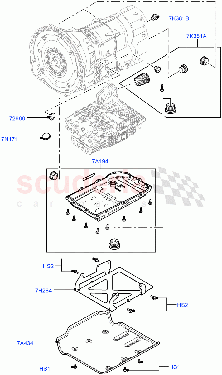 Transmission External Components (Solihull Plant Build) (8 Speed Auto Trans ZF 8HP45) ((V) FROMAA000001) of Land Rover Land Rover Range Rover (2012-2021) [2.0 Turbo Petrol GTDI]