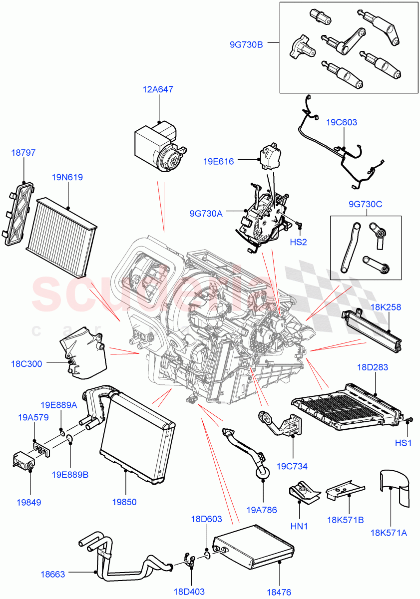 Heater/Air Cond.Internal Components (Main Unit) (Halewood (UK)) ((V) FROMLH000001, (V) TOLH999999) of Land Rover Land Rover Discovery Sport (2015+) [2.2 Single Turbo Diesel]