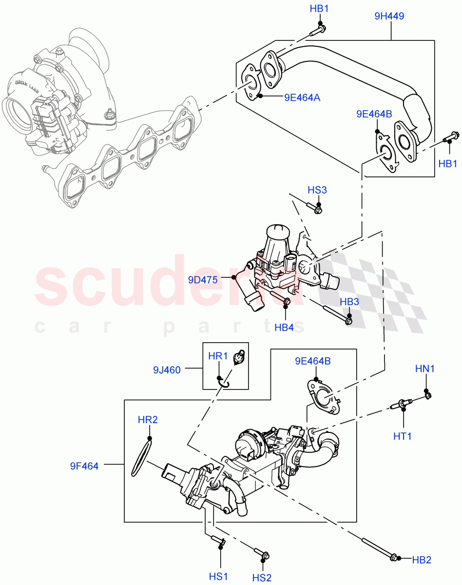 Exhaust Gas Recirculation (LH Side, Solihull Plant Build) (2.0L I4 DSL HIGH DOHC AJ200) ((V) FROMKA000001) of Land Rover Land Rover Range Rover Velar (2017+) [2.0 Turbo Diesel]