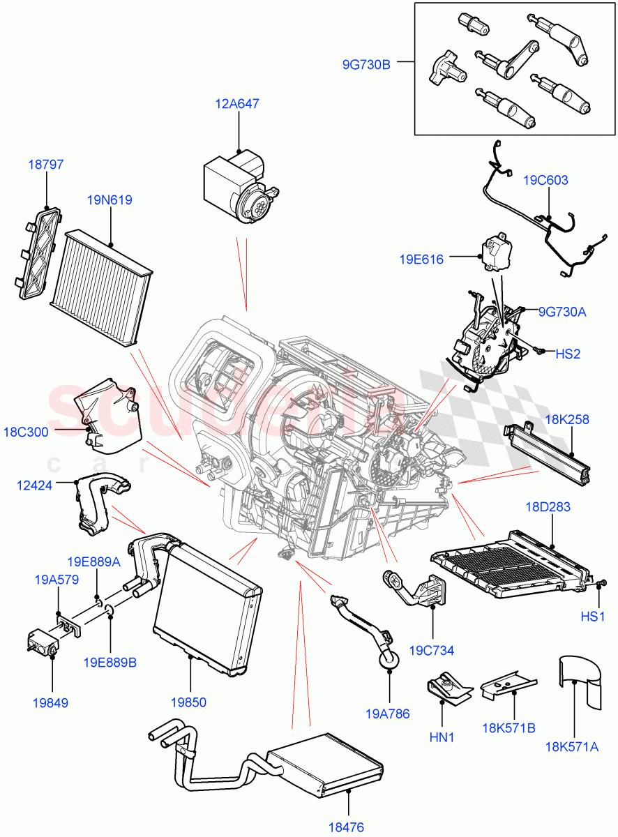 Heater/Air Cond.Internal Components (Changsu (China)) of Land Rover Land Rover Range Rover Evoque (2019+) [1.5 I3 Turbo Petrol AJ20P3]