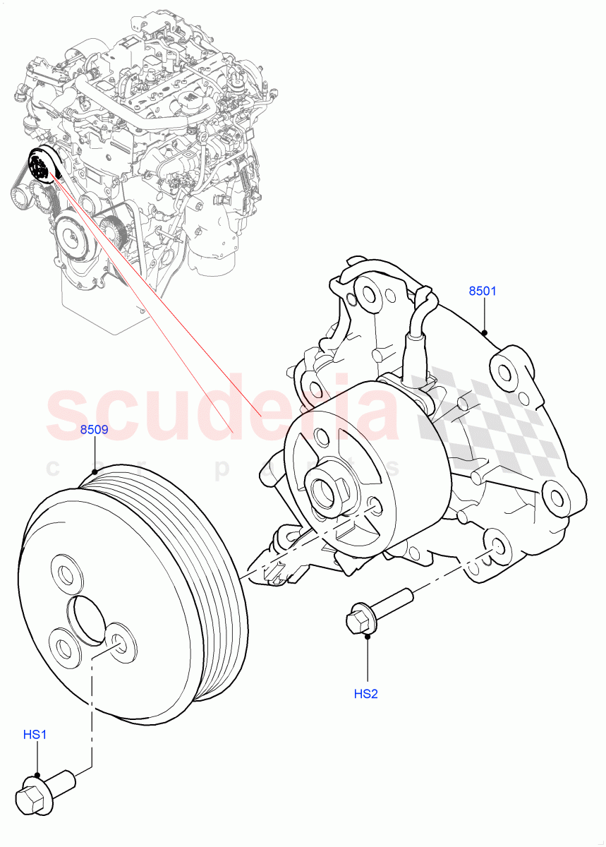 Water Pump (Nitra Plant Build) (2.0L I4 High DOHC AJ200 Petrol, 2.0L AJ200P Hi PHEV) ((V) FROMK2000001) of Land Rover Land Rover Defender (2020+) [2.0 Turbo Petrol AJ200P]