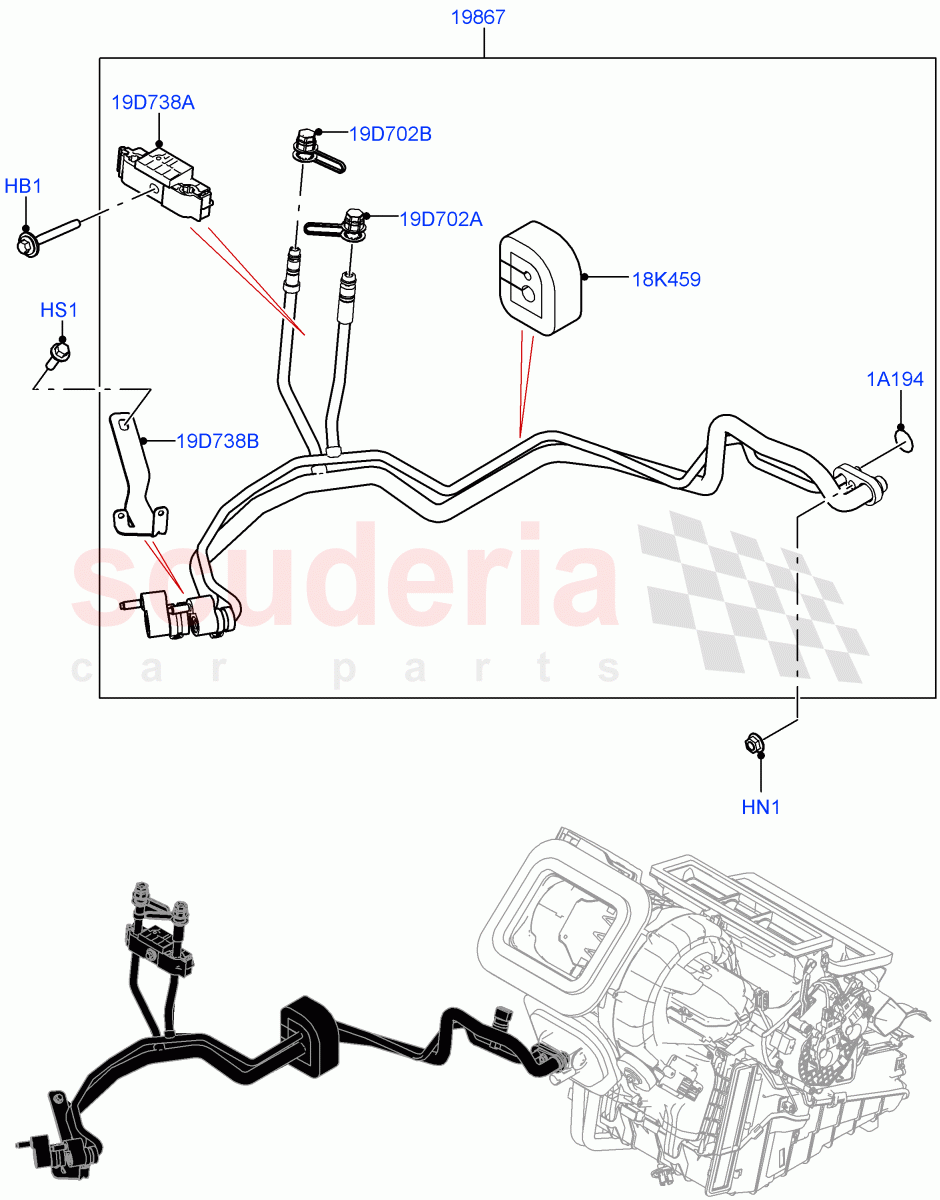 Air Conditioning System (Halewood (UK), Air Conditioning Refrigerant-R134A, Electric Engine Battery-PHEV) ((V) FROMLH000001, (V) TOLH999999) of Land Rover Land Rover Discovery Sport (2015+) [2.0 Turbo Diesel AJ21D4]