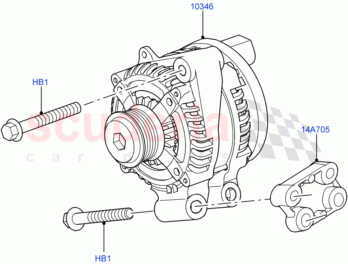 Alternator And Mountings (5.0 Petrol AJ133 DOHC CDA) ((V) FROMM2065457) of Land Rover Land Rover Defender (2020+) [5.0 OHC SGDI SC V8 Petrol]