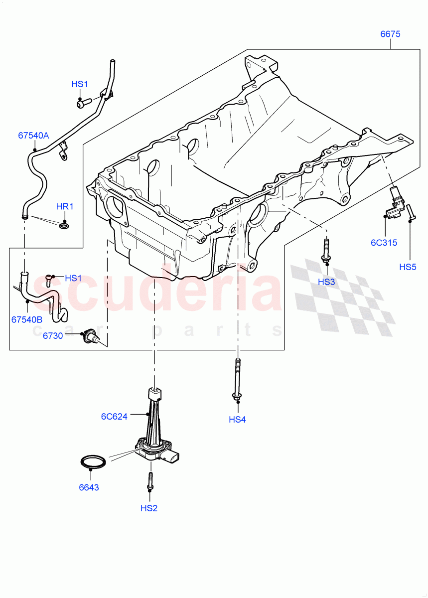 Oil Pan/Oil Level Indicator (3.0L DOHC GDI SC V6 PETROL) of Land Rover Land Rover Range Rover Velar (2017+) [3.0 DOHC GDI SC V6 Petrol]