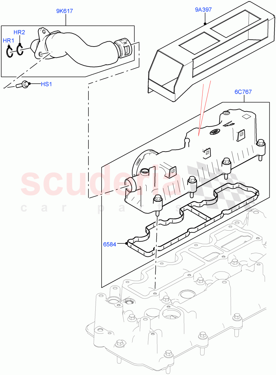 Emission Control - Crankcase (Nitra Plant Build) (2.0L I4 DSL HIGH DOHC AJ200) ((V) FROMK2000001) of Land Rover Land Rover Discovery 5 (2017+) [2.0 Turbo Diesel]