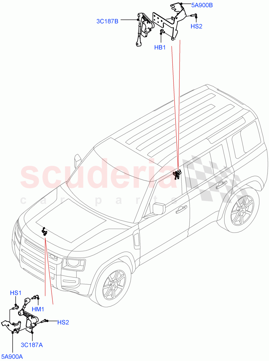 Air Suspension Controls/Electrics (With Standard Duty Coil Spring Susp) of Land Rover Land Rover Defender (2020+) [5.0 OHC SGDI SC V8 Petrol]