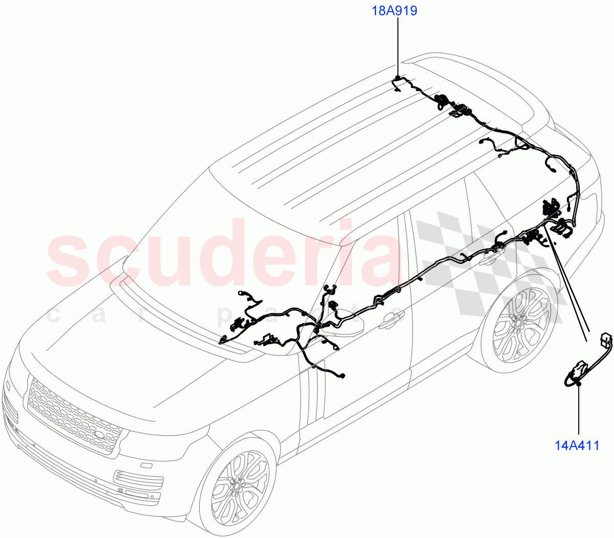 Electrical Wiring - Body And Rear (Audio/Navigation/Entertainment) ((V) TOGA999999) of Land Rover Land Rover Range Rover (2012-2021) [3.0 I6 Turbo Petrol AJ20P6]