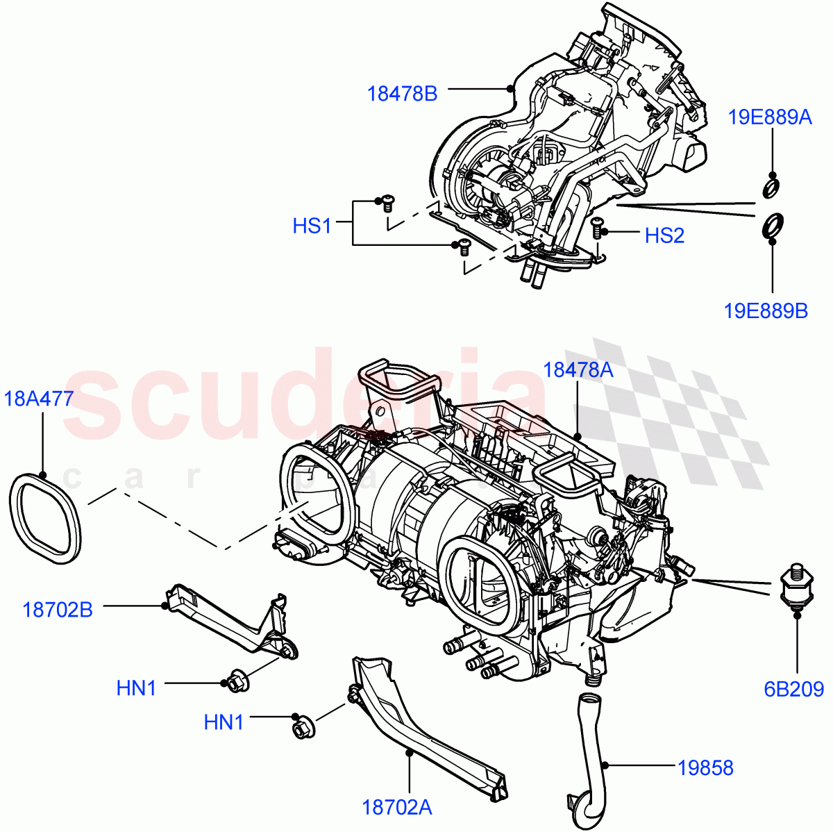 Heater/Air Cond.External Components (Page A) ((V) FROMAA000001) of Land Rover Land Rover Range Rover (2010-2012) [5.0 OHC SGDI SC V8 Petrol]