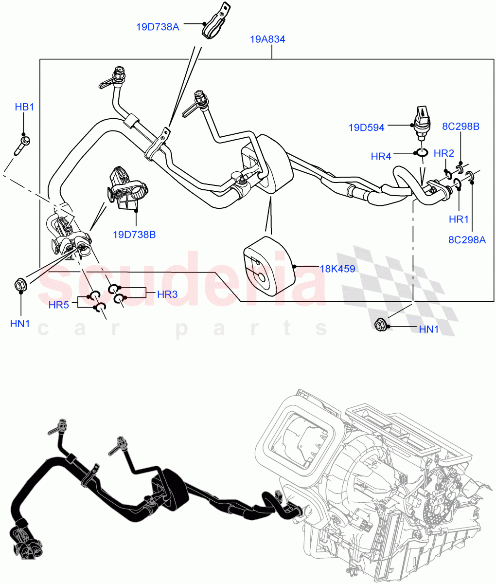 Air Conditioning System (Halewood (UK), Less Chiller Unit, Air Con Refrigerant-HF01234YF) ((V) FROMGH000001, (V) TOKH999999) of Land Rover Land Rover Discovery Sport (2015+) [2.0 Turbo Diesel]