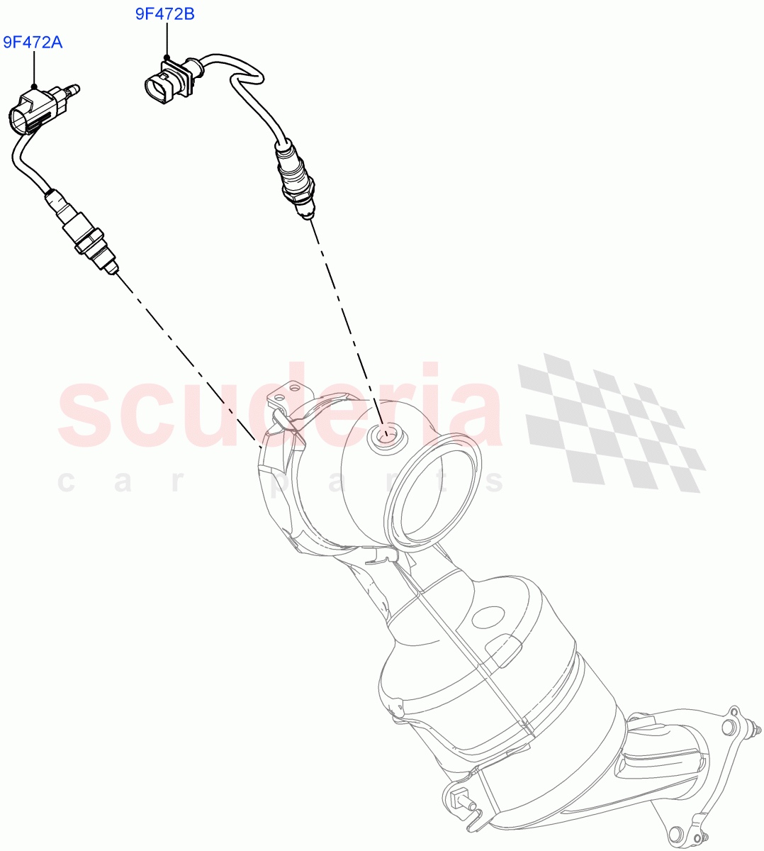 Exhaust Sensors And Modules (2.0L I4 Mid DOHC AJ200 Petrol, Itatiaia (Brazil), 2.0L I4 Mid AJ200 Petrol E100) ((V) FROMJT000001) of Land Rover Land Rover Discovery Sport (2015+) [2.0 Turbo Petrol AJ200P]