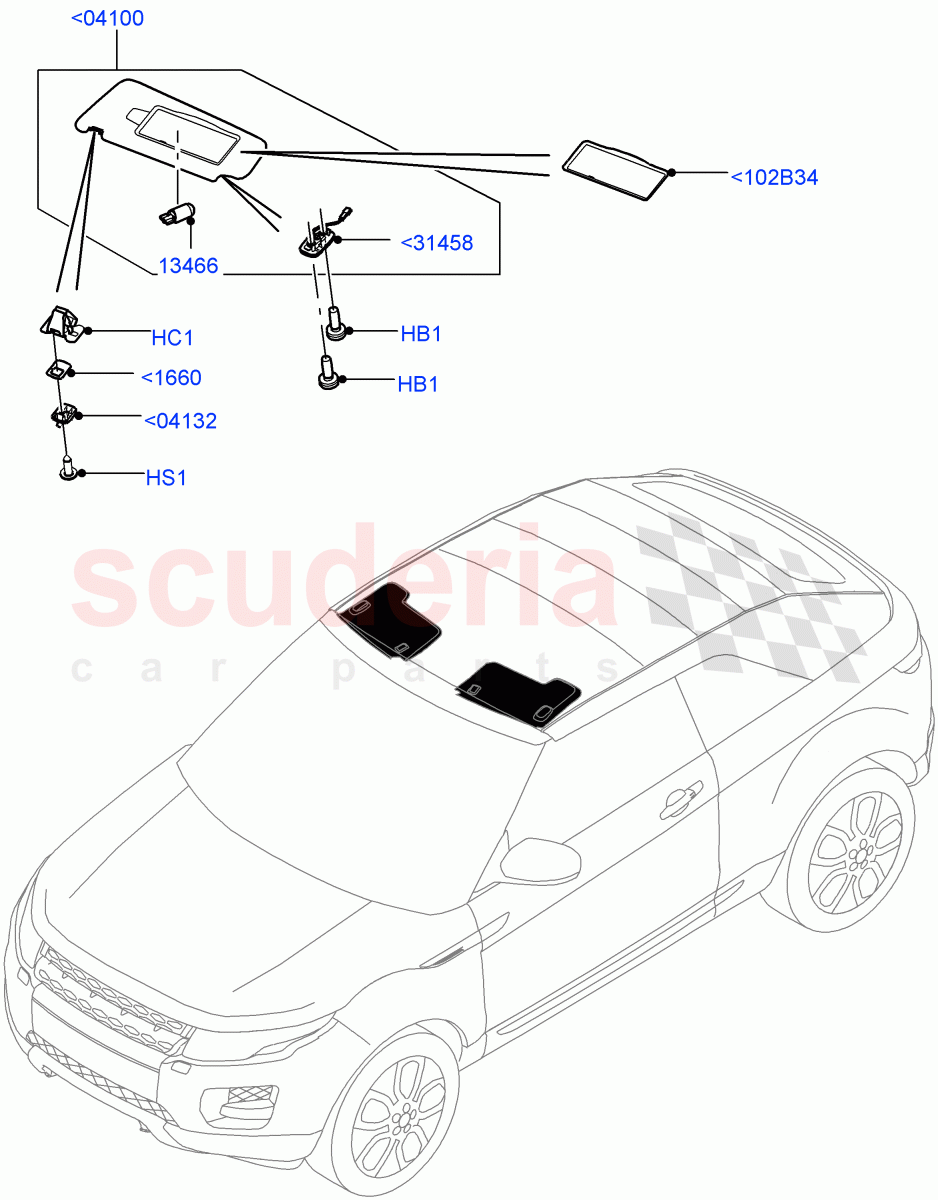 Headlining And Sun Visors (2 Door Convertible, Halewood (UK)) of Land Rover Land Rover Range Rover Evoque (2012-2018) [2.2 Single Turbo Diesel]