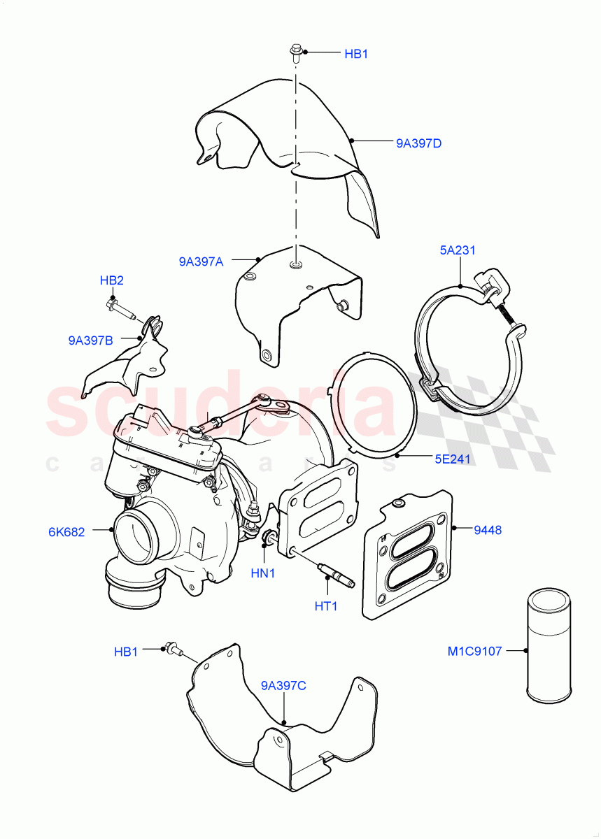 Turbocharger (Solihull Plant Build) (2.0L I4 High DOHC AJ200 Petrol, 2.0L AJ200P Hi PHEV, 2.0L I4 Mid DOHC AJ200 Petrol) ((V) FROMHA000001) of Land Rover Land Rover Range Rover (2012-2021) [2.0 Turbo Petrol AJ200P]