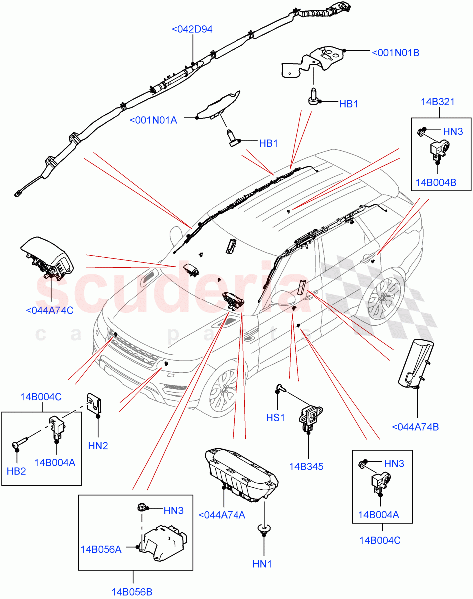 Airbag System (Airbag Modules) ((V) TOHA999999) of Land Rover Land Rover Range Rover Sport (2014+) [3.0 DOHC GDI SC V6 Petrol]