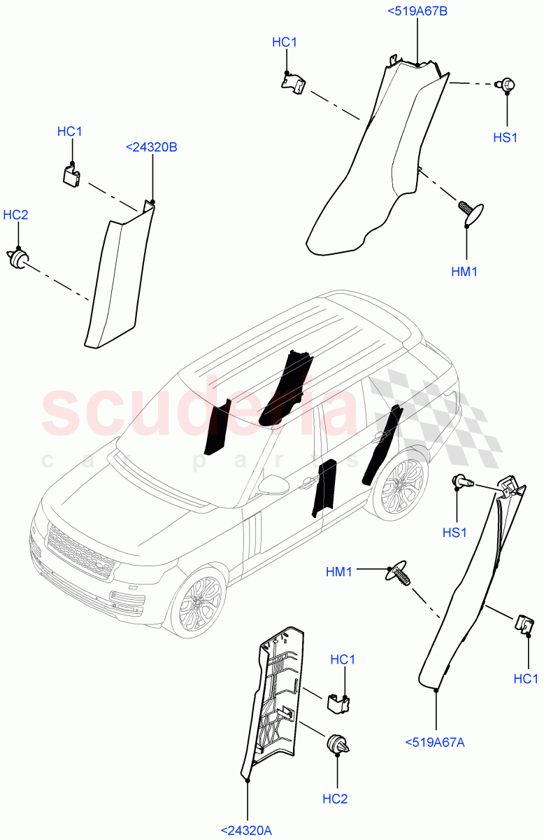 Side Trim (Centre, Front And Rear) (Perforated Soft Grain Leather) of Land Rover Land Rover Range Rover (2012-2021) [3.0 I6 Turbo Diesel AJ20D6]