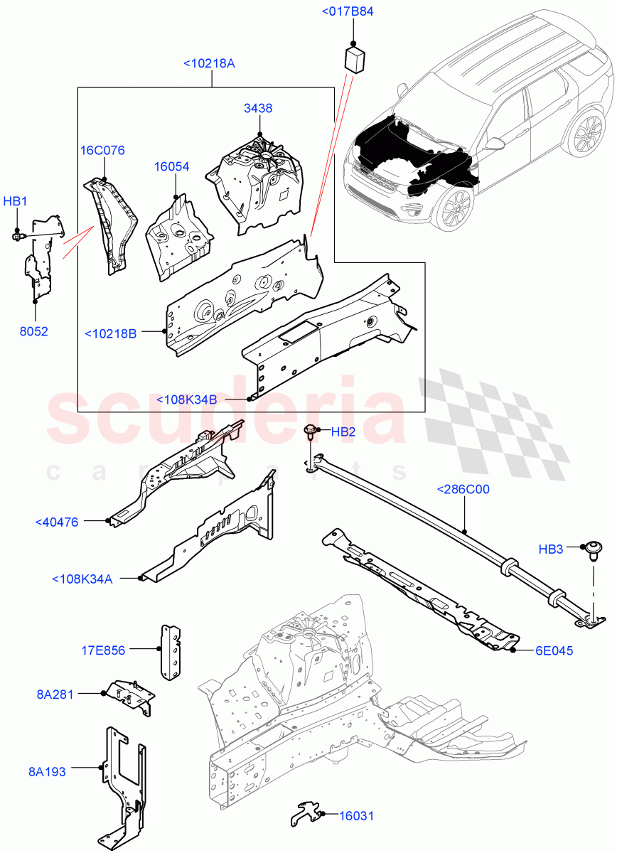 Front Panels, Aprons & Side Members (Aprons And Side Members) (Halewood (UK)) ((V) FROMLH000001) of Land Rover Land Rover Discovery Sport (2015+) [2.0 Turbo Petrol GTDI]