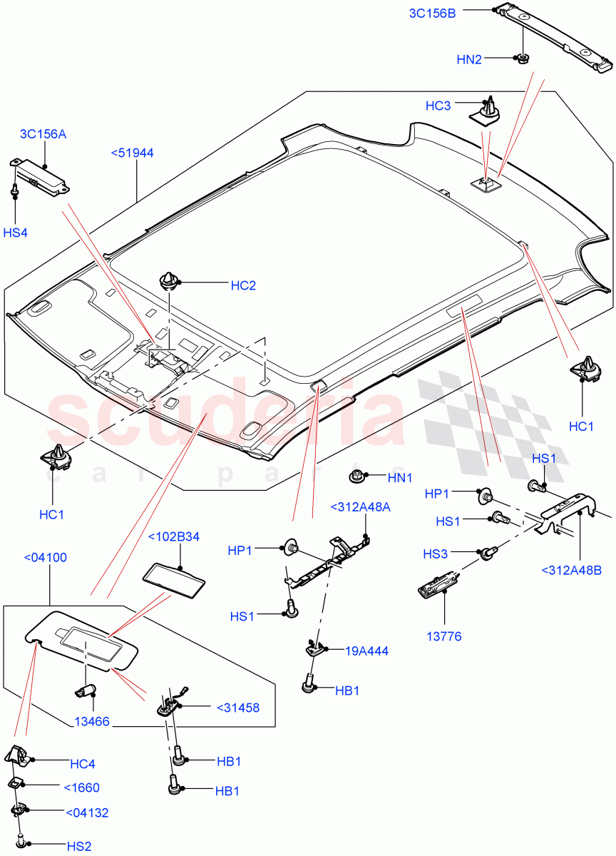 Headlining And Sun Visors (3 Door, Halewood (UK), 5 Door) of Land Rover Land Rover Range Rover Evoque (2012-2018) [2.0 Turbo Diesel]