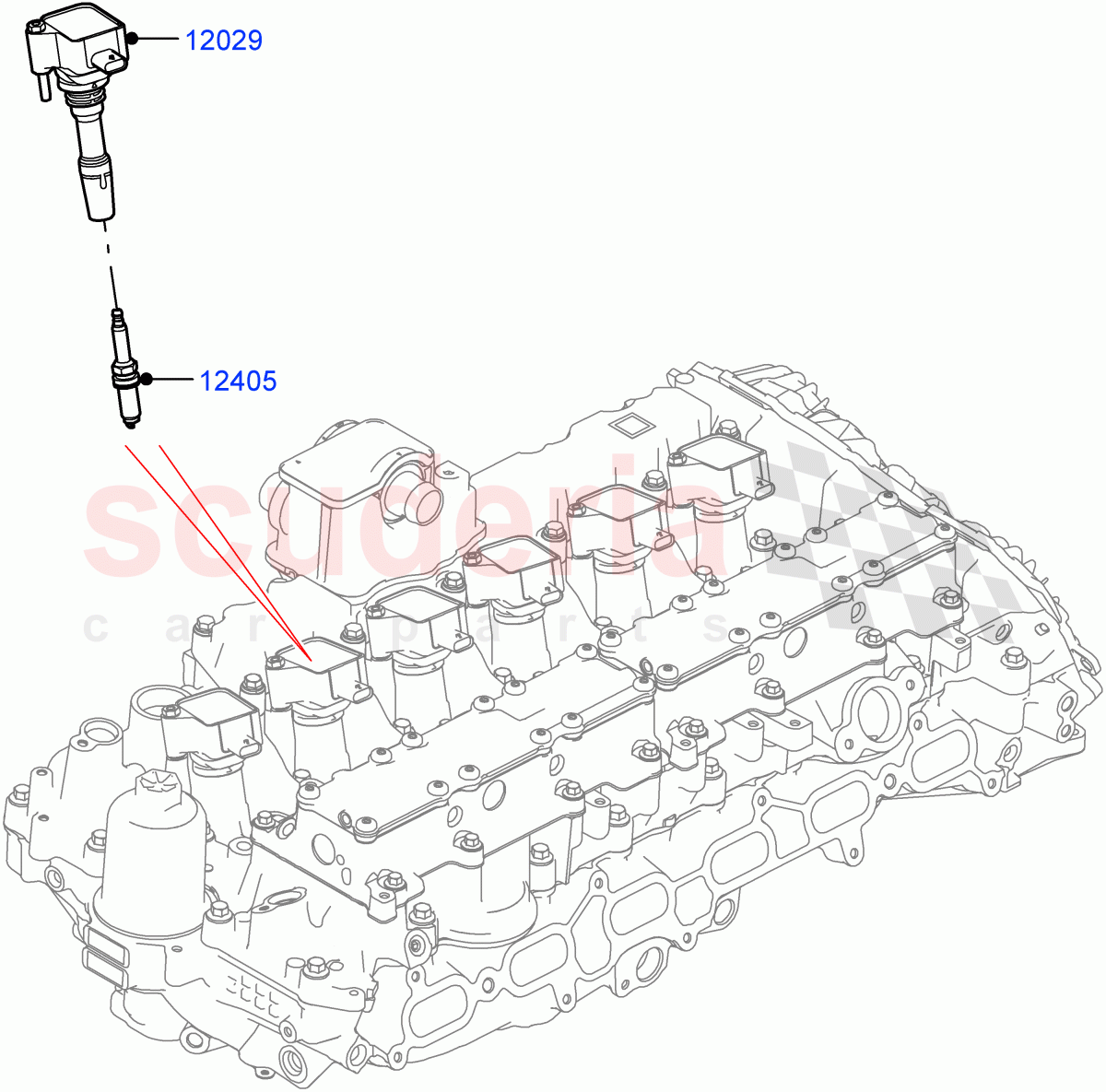 Ignition Coil And Wires/Spark Plugs (Nitra Plant Build) (3.0L AJ20P6 Petrol High) ((V) FROML2000001) of Land Rover Land Rover Discovery 5 (2017+) [3.0 I6 Turbo Petrol AJ20P6]