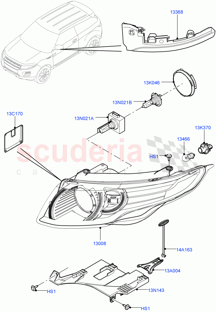 Headlamps And Front Flasher Lamps (Itatiaia (Brazil)) ((V) FROMGT000001) of Land Rover Land Rover Range Rover Evoque (2012-2018) [2.0 Turbo Diesel]