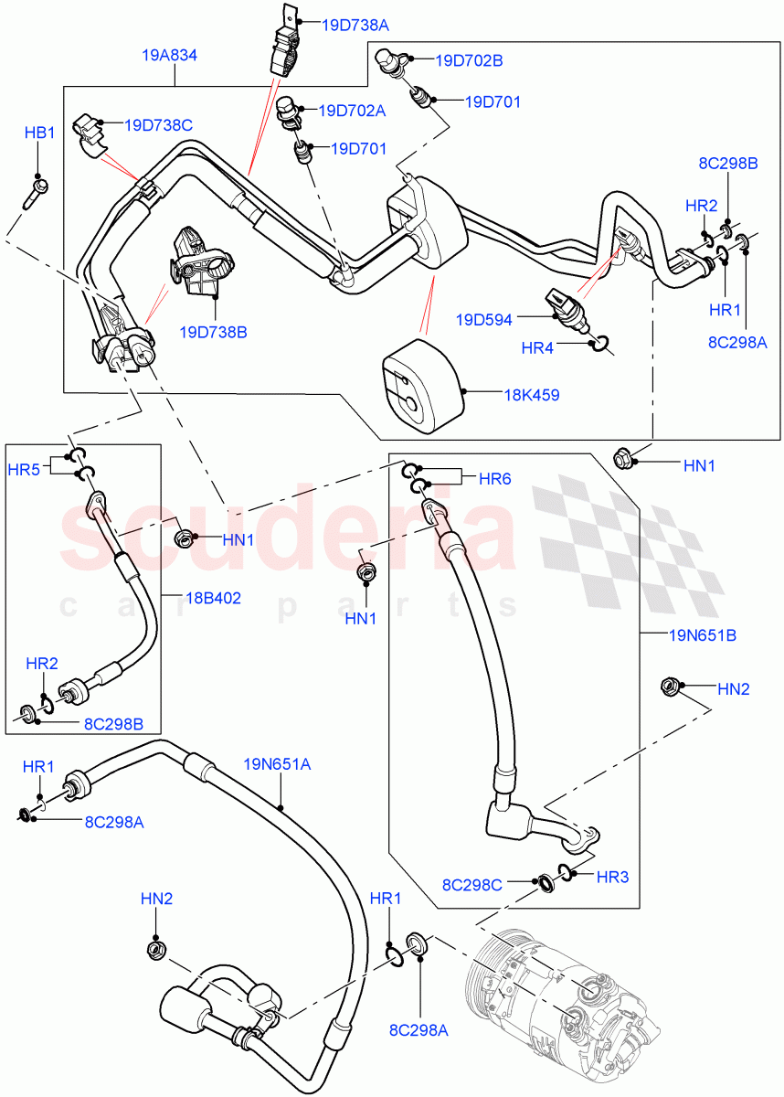 Air Conditioning System (2.0L 16V TIVCT T/C Gen2 Petrol, Halewood (UK), 2.0L 16V TIVCT T/C 240PS Petrol) of Land Rover Land Rover Range Rover Evoque (2012-2018) [2.0 Turbo Diesel]