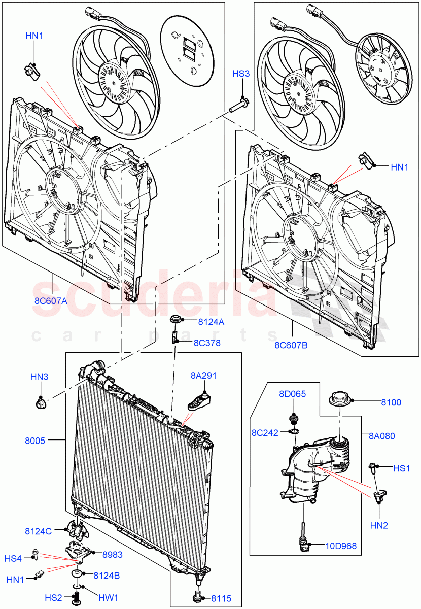 Radiator/Coolant Overflow Container (Solihull Plant Build) (2.0L I4 DSL HIGH DOHC AJ200, 2.0L I4 DSL MID DOHC AJ200) ((V) FROMHA000001) of Land Rover Land Rover Range Rover Sport (2014+) [2.0 Turbo Diesel]