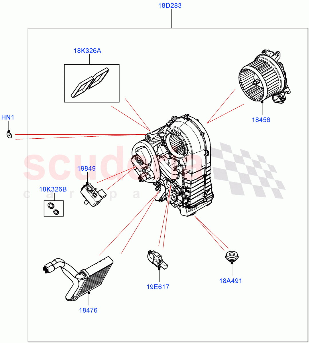 Heater/Air Cond.Internal Components (Auxiliary Heater) (Premium Air Conditioning-Front/Rear) of Land Rover Land Rover Range Rover (2022+) [3.0 I6 Turbo Petrol AJ20P6]