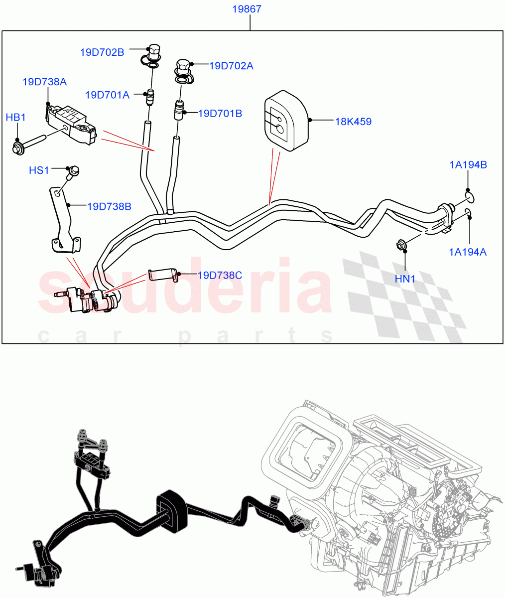 Air Conditioning System (Halewood (UK), Air Conditioning Refrigerant-R134A, Electric Engine Battery-PHEV) ((V) FROMMH000001) of Land Rover Land Rover Discovery Sport (2015+) [2.0 Turbo Diesel AJ21D4]