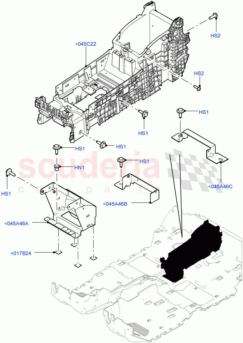 Console - Floor (Internal Components, Rear, For Carrier Assy) (With 40/40 Split Individual Rr Seat, Individual 2nd Row Seats SV) of Land Rover Land Rover Range Rover (2012-2021) [3.0 I6 Turbo Diesel AJ20D6]